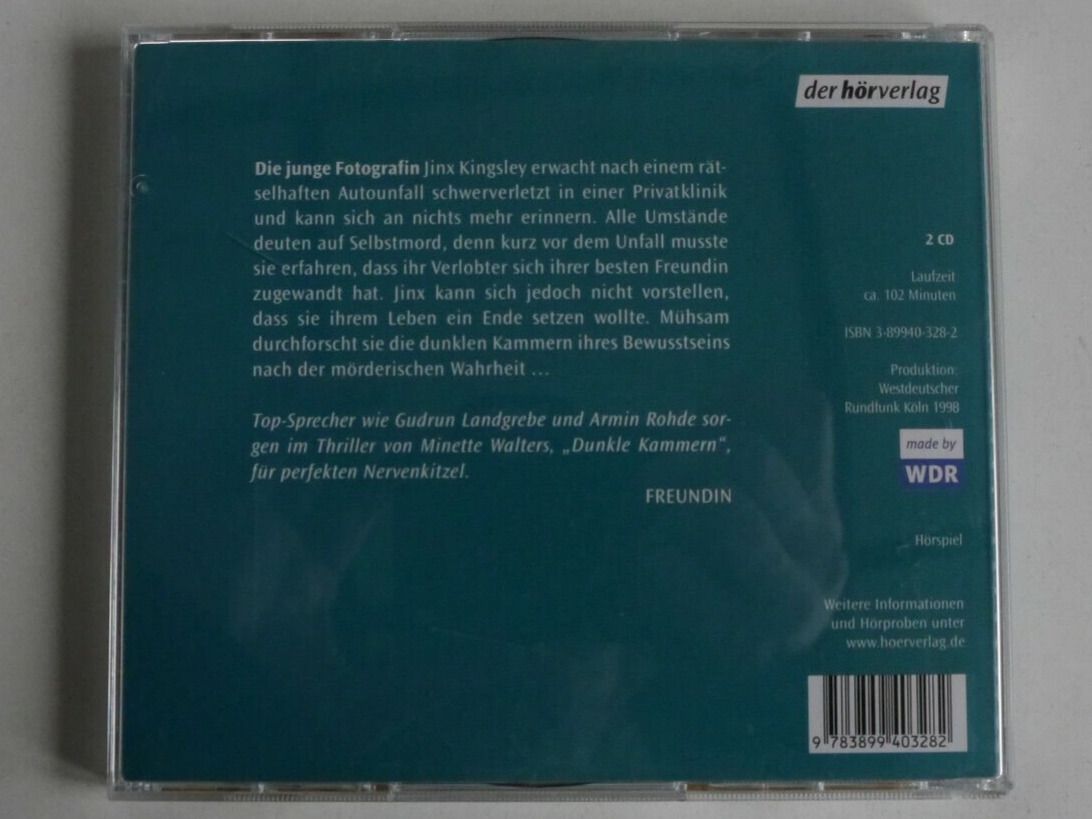 Audiolibri: Dunkle Kammern (Minette Walters)        > 2-CD's < – Usato da St.Galllen venduto da elkaphone 1