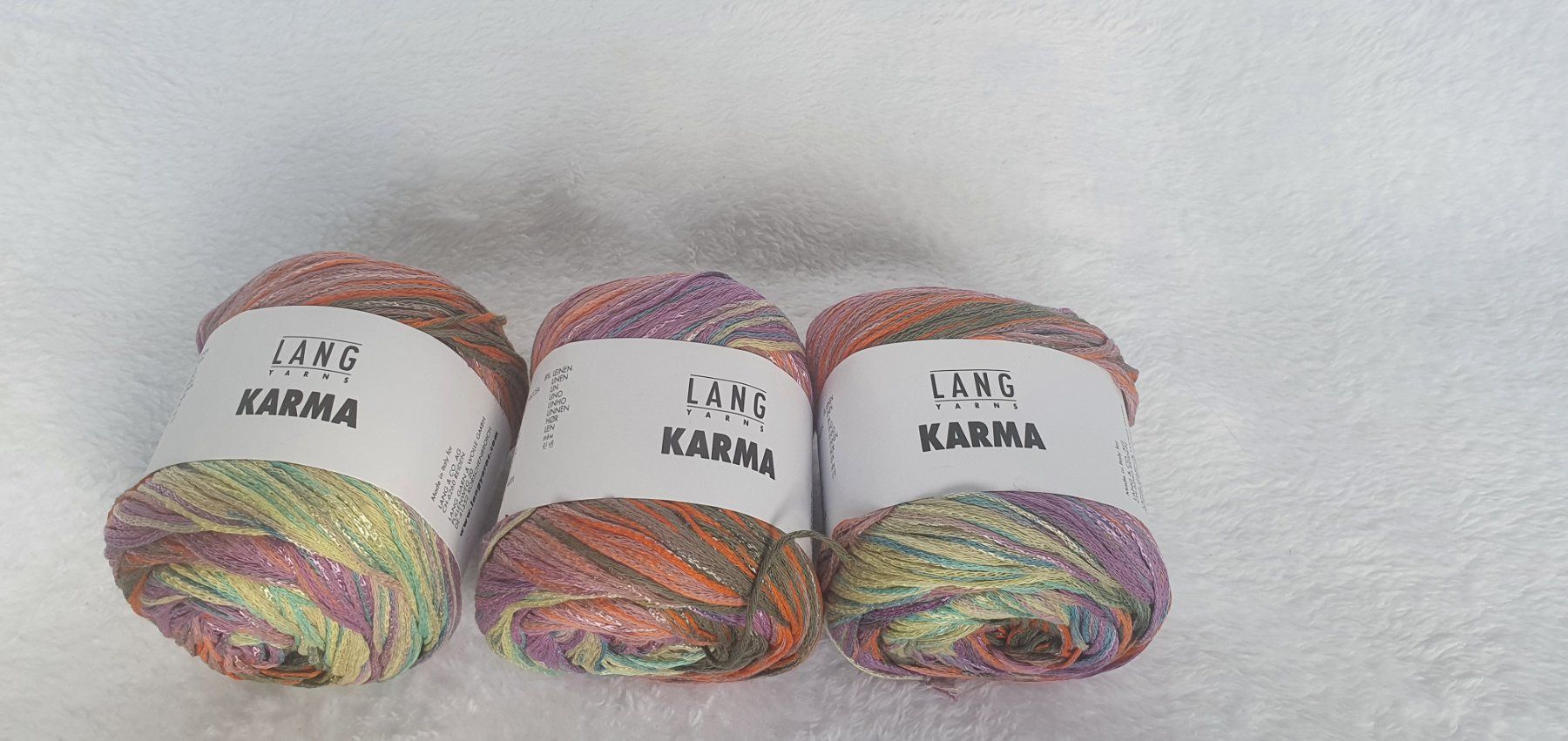 Lana: 3x LANGYARNS KARMA Sommerwolle Garn – Nuovo e nell'imballaggio originale da Abtwil AG venduto da MaVo.0710