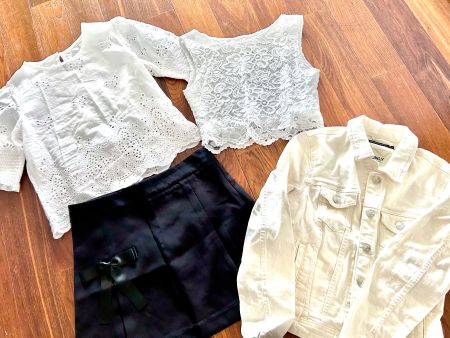 Damen Set Jeansjacke Top Rock Gr S Pieces Only
