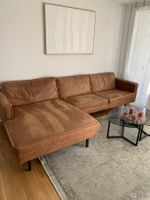 Ecksofa rechts Recycling-Leder cognac