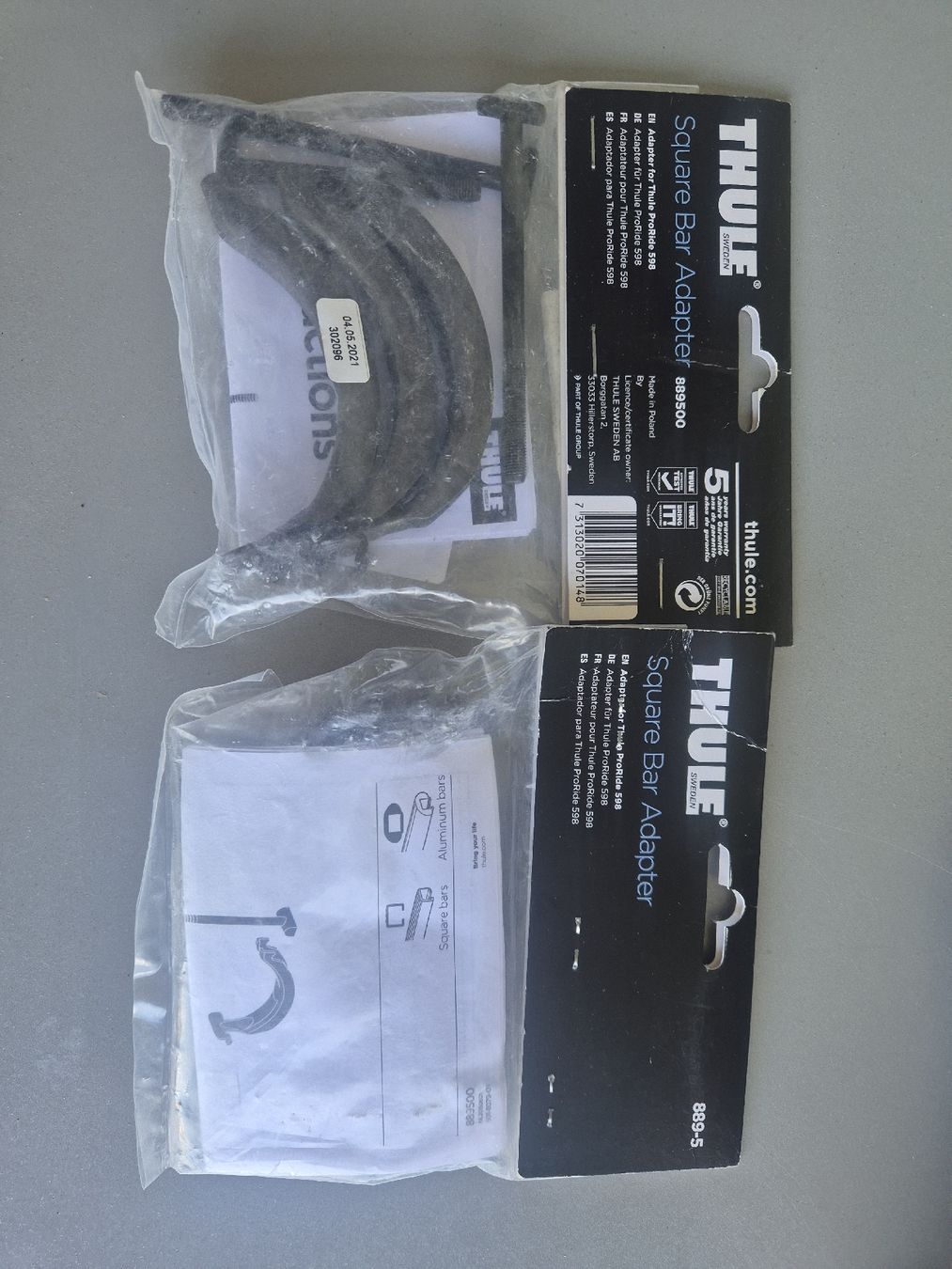 Thule Portapacchi: Thule Square Bar Adapter 889500, 2 sets – Nuovo e nell'imballaggio originale da Zug venduto da silid