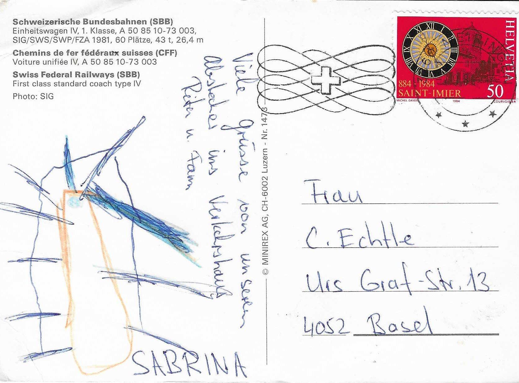 Cartoline postali: SBB Einheitswagen IV 1. Klasse – Usato da Rothrist venduto da Stranglehold 1