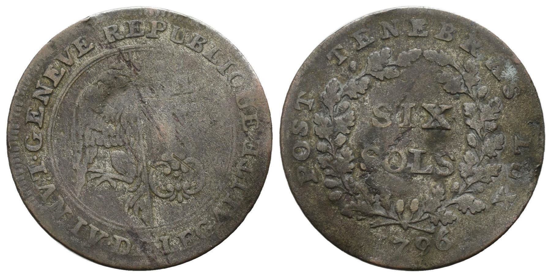 Tutti le monete: Genf  6 Sols 1796  /3726 – Usato da Trimbach venduto da Solothurn1