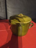 Cocotte vintage Durofeu en céramique verte avec couvercle