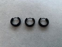 3x Creolen Ohrringe Edelstahl schwarz 4x16 mm