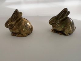 2 Figurines de lapin en laiton, décoration