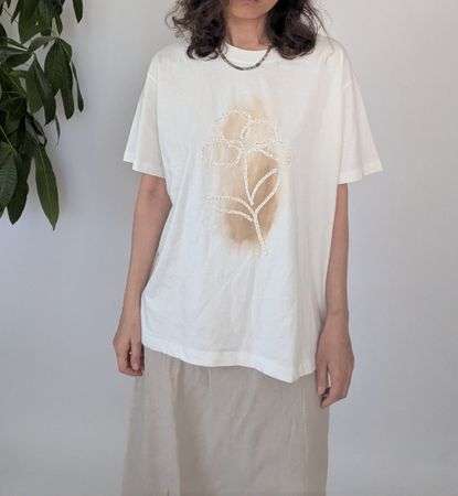 T-Shirt cremig  mit Blumenprint XL 