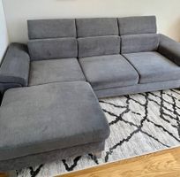 Xora Ecksofa Blau/Grau mit Schlaffunktion