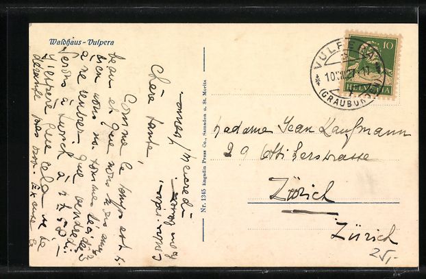 Cartoline postali: AK Vulpera, Gesamtansicht mit Waldhaus – Usato da Berlin venduto da bartko-reher 1