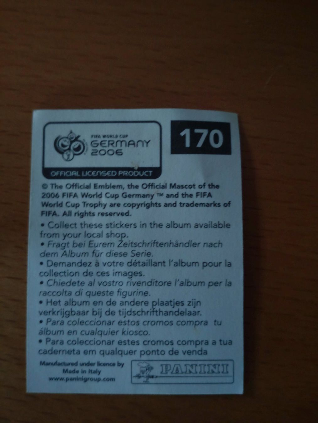 Panini Carte collezionabili: WM 2006 Panini Sticker Argentinien Sticker 170 – Usato da Zürich venduto da lup_rbp6 1