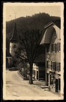 AK Oberdiessbach, Straßenpartie mit Kirche und Häusern
