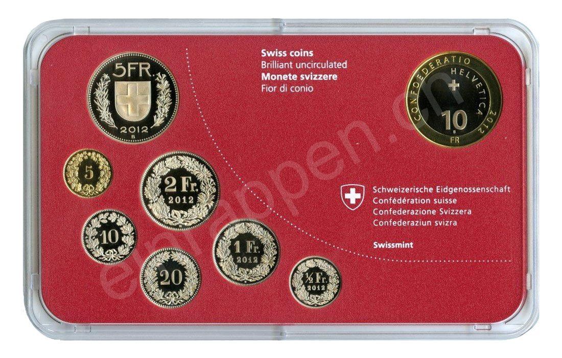 Tutti le monete: SET de monnaie suisse de 2012 non circulé FDC – Nuovo e nell'imballaggio originale da Fribourg venduto da Kiki020 1