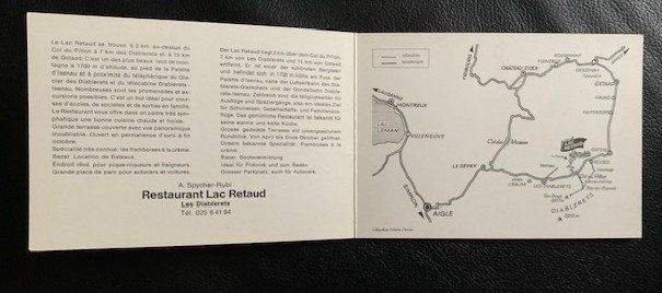 Cartoline postali: Restaurant Lac Retaud Les Diablerets carte double – Usato da St-Prex venduto da Epicard 1