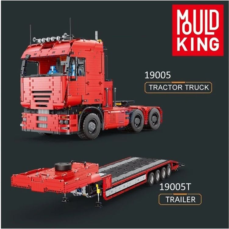 OO MOULD KING 19013 LKW Pneumatic Dump Truck Kipper 4 Achs Klemmsteine