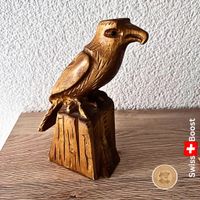 Adler Holz handgeschnitzt Vintage – Glasaugen – 17 cm