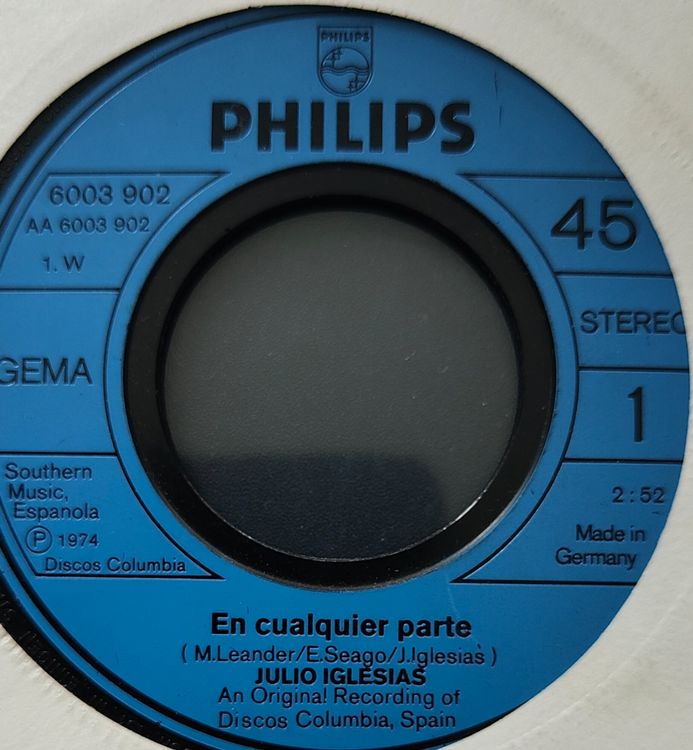 Vinyl Single Julio Iglesias - En Cualquier Parte (Gebraucht) in ...