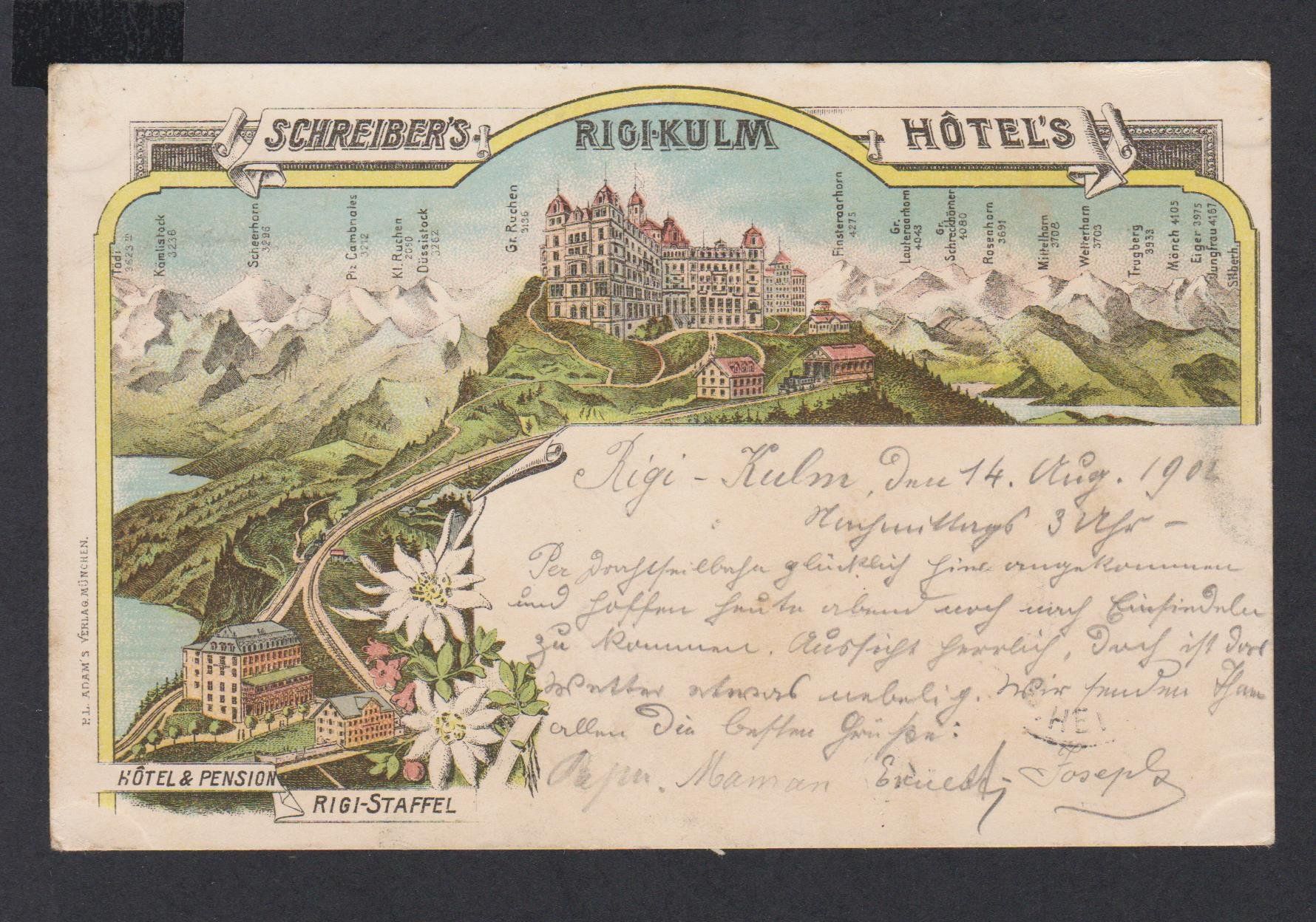 Cartes postales: Rigi - Kulm   :   alte Litho - AK  gest. 1902 – D'occasion à Vitznau par Ropaku