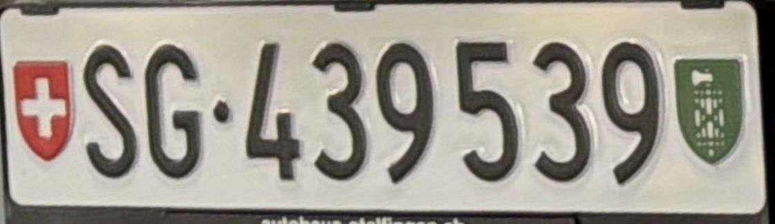 Schilder: Kontrollschild SG 439539 – Neu (gemäss Beschreibung) aus Au SG von aci_5dcw