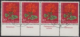 20 Rp. PJ 1963 Viererstreifen mit TAB (dt, fr, it. + lat.)