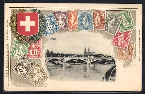 Ansichtskarten: Basel, Stadt mit Brücke, Schweizer Brie – Gebraucht aus Berlin von bartko-reher