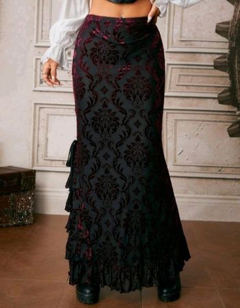 Gothic Samtrock rot/schwarz Gr S *neu*