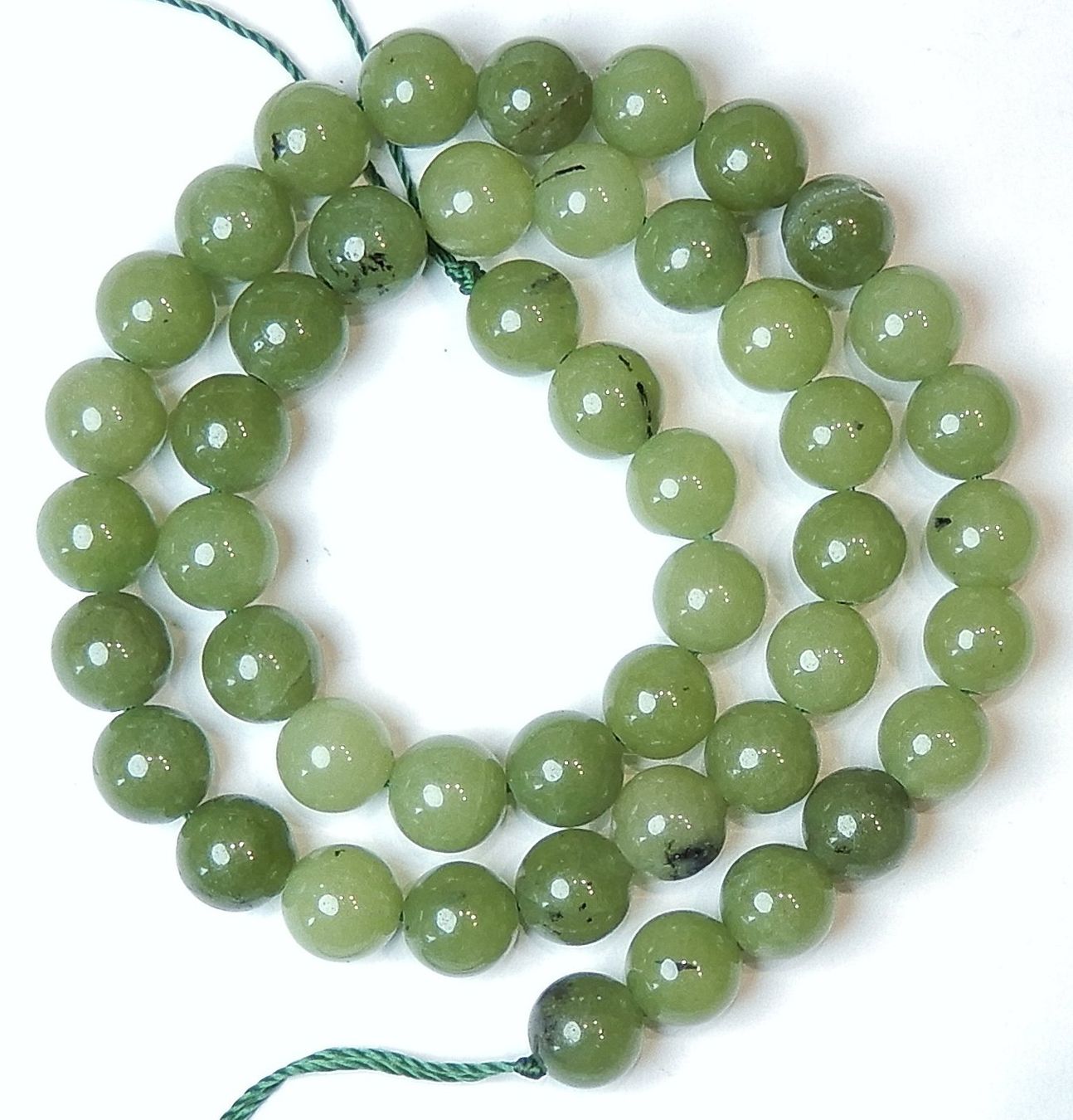 Catenine: 1 Strang echte grüne Nephrit Jade Perlen 8 mm – Nuovo (secondo la descrizione) da Müllheim Dorf venduto da GUENI01