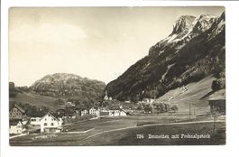 Emmetten (NW) Dorfpartie mit Kirche - Frohnalpstock  um 1920