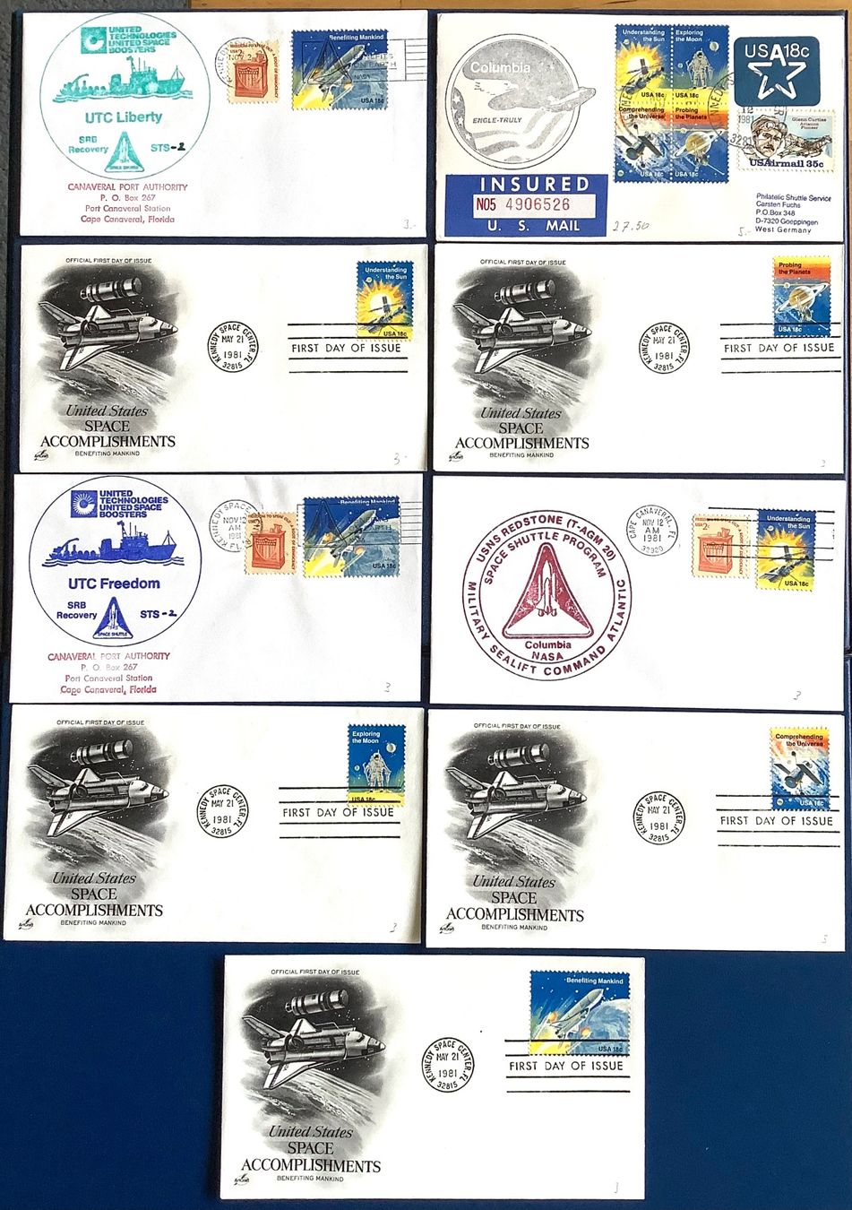 Alle Briefmarken: 1981 USA - Div.Space FDC Briefe Shuttle- Columbia – Neu (gemäss Beschreibung) aus Liestal von Skunk02