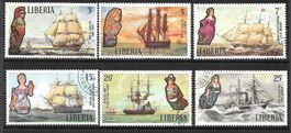 Liberia Serie 845 - 850 Segelschiffe gestempelt 6.9.1972