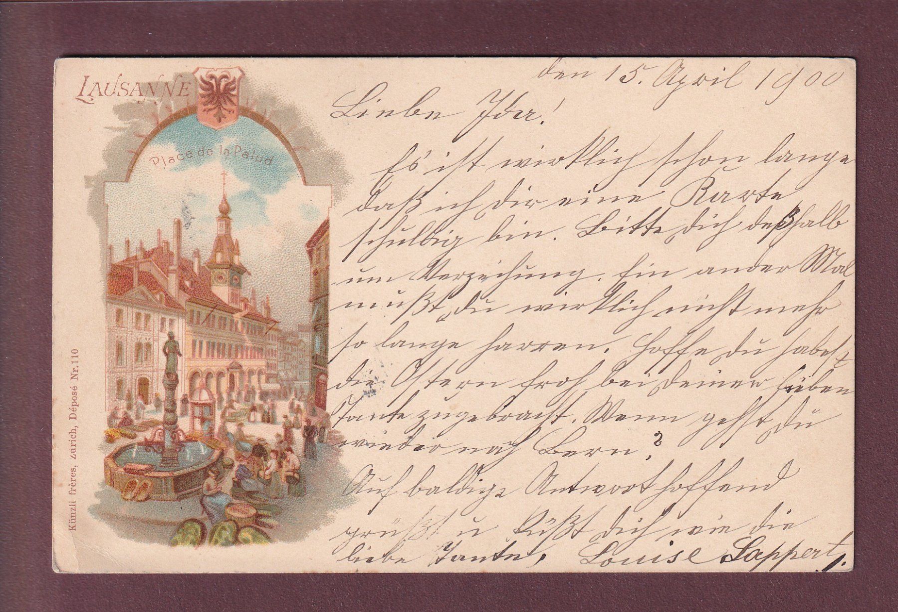 Ansichtskarten: LAUSANNE - Place de la Palud - 1900 – Gebraucht aus Pully von nicecards