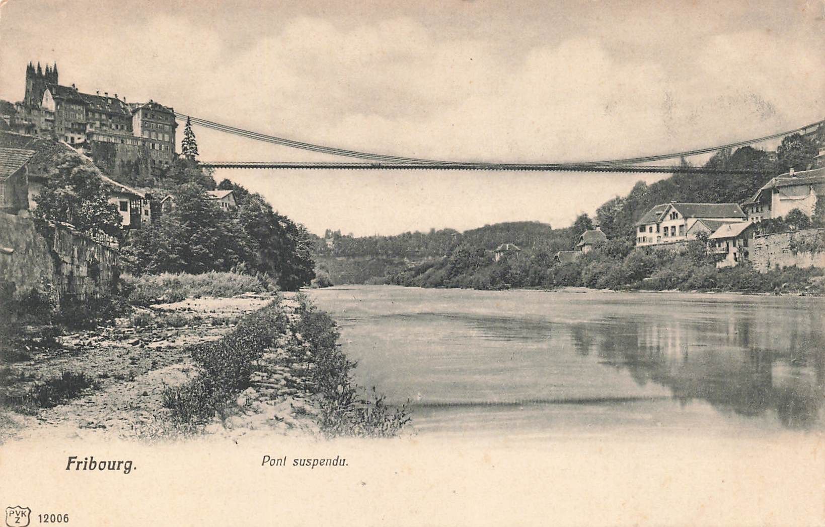 Cartoline postali: Fribourg pont suspendu – Usato da Biasca venduto da Blenio71