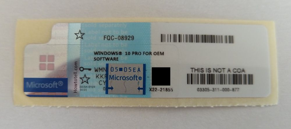 2 Stück Microsoft Windows 10 Pro Vollversion Key Aufkleber (Nuovo e ...