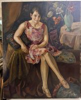 Grosse Ölgemälde „Schöne Dame“ 