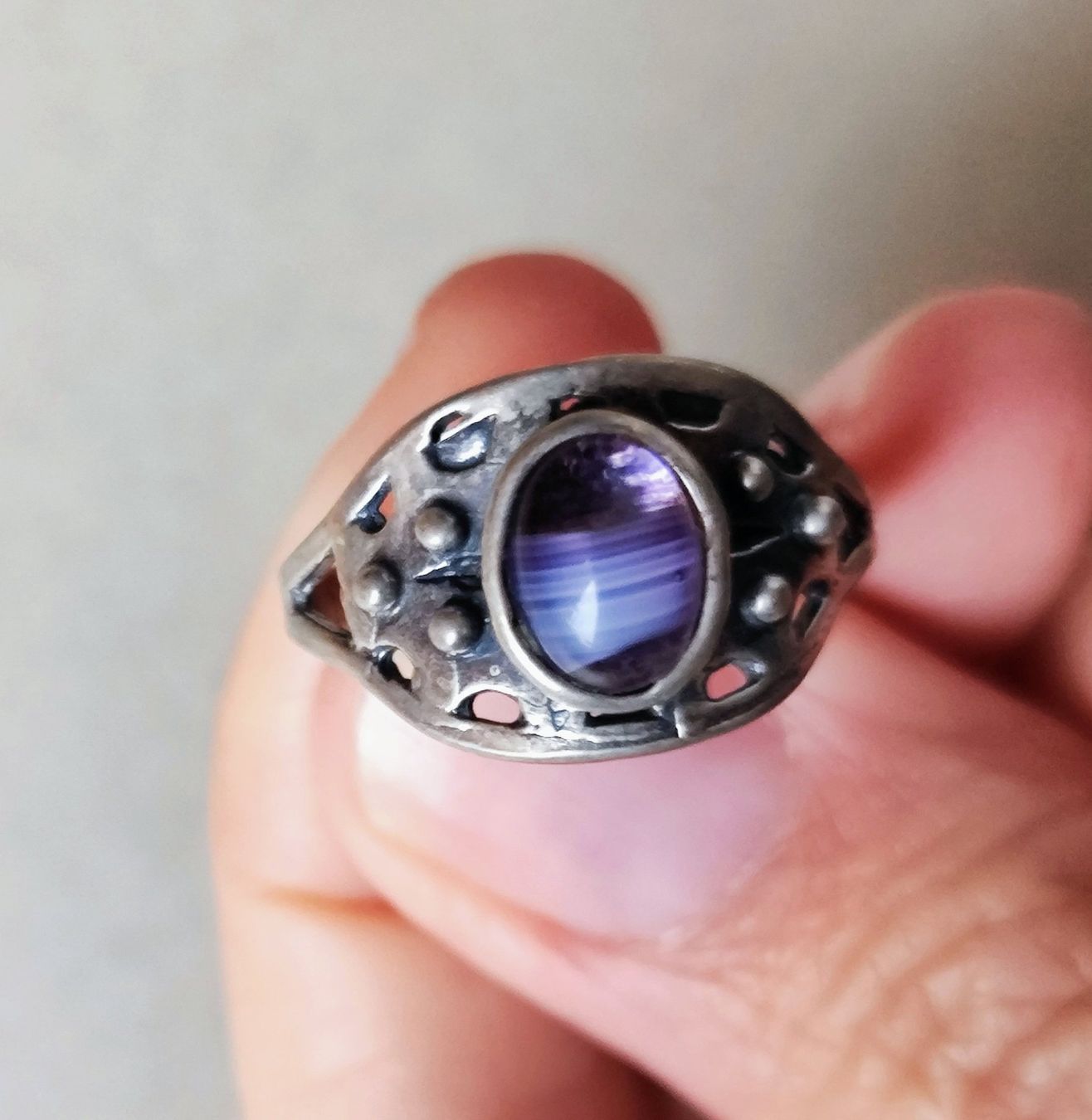 Anelli: Bague en argent avec agate – Taille 60 – Usato da Carouge GE venduto da for_8yym 6