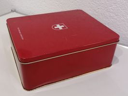 Original Swiss Box, Blechdose, Rot mit CH-Kreuz, neuwertig