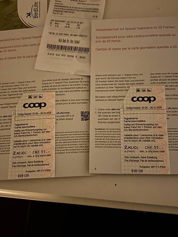 Biglietti: 2 SBB Tageskarten  – Nuovo e nell'imballaggio originale da Fischbach-Göslikon venduto da joh_zzb6 2