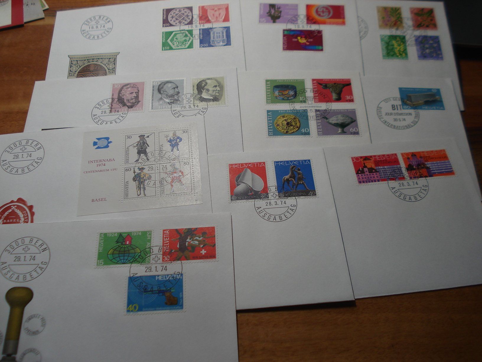 Alle Briefmarken: Set 1974, FDC 10 Belege – Gebraucht aus Niederwil AG von morostahu 1