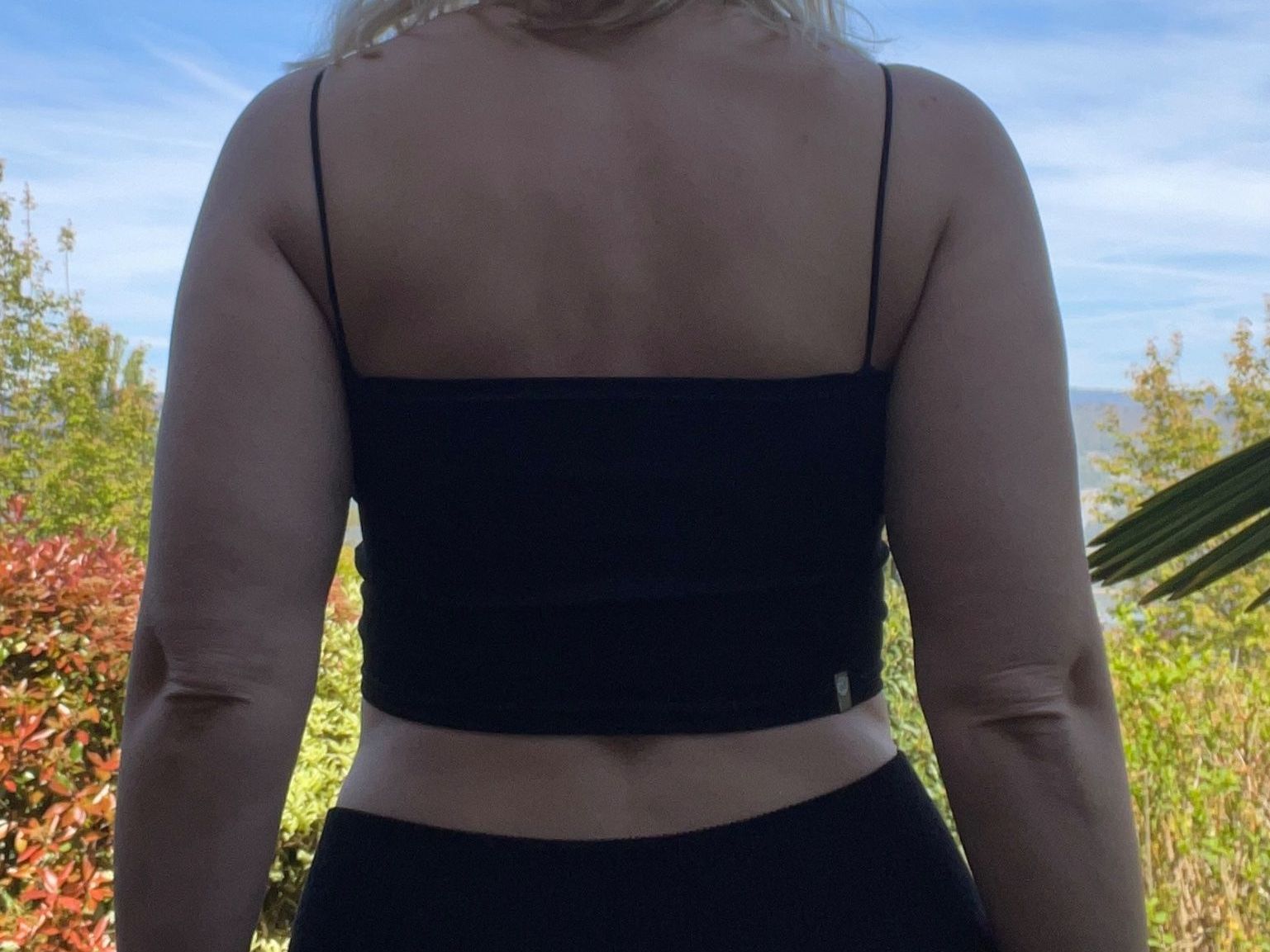 Top: Nr 78 Schwarz Baumwoll-Crop-Top Spaghetti-Träger S M Basic – Nuovo e nell'imballaggio originale da Vinelz venduto da sonnenmond77 1