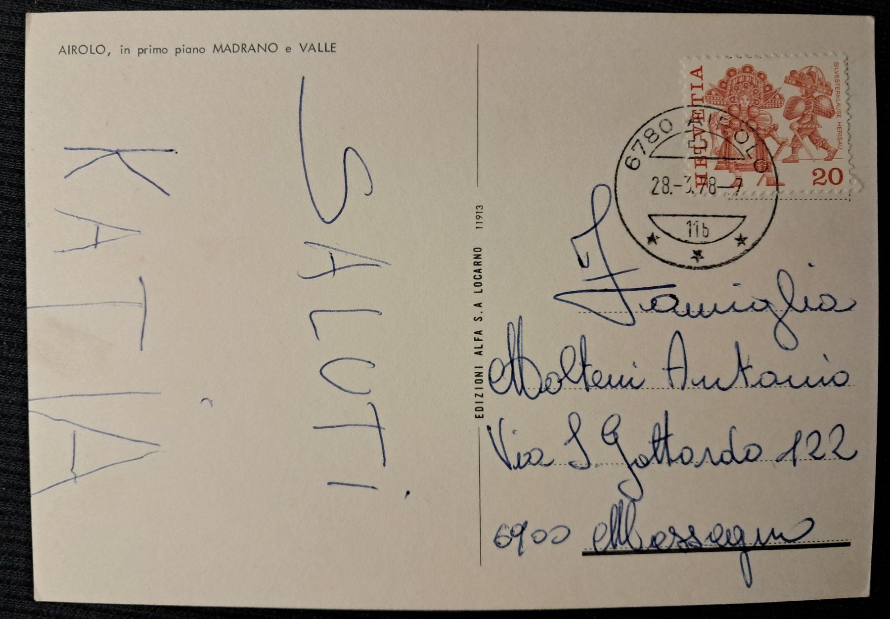 Cartes postales: AIROLO CON MADRANO E VALLE 1978 – D'occasion à Ponto Valentino par giorgia06 1