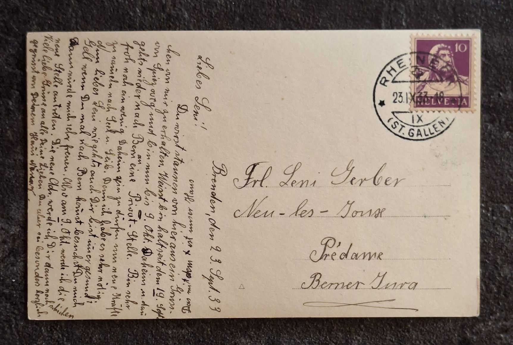 Cartoline postali: Brenden SG, Ansichtskarte 1933 – Usato da Siebnen venduto da Leissav 1
