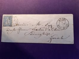 alter Briefumschlag vom 2.Juli 1865 von Basel nach Zürich