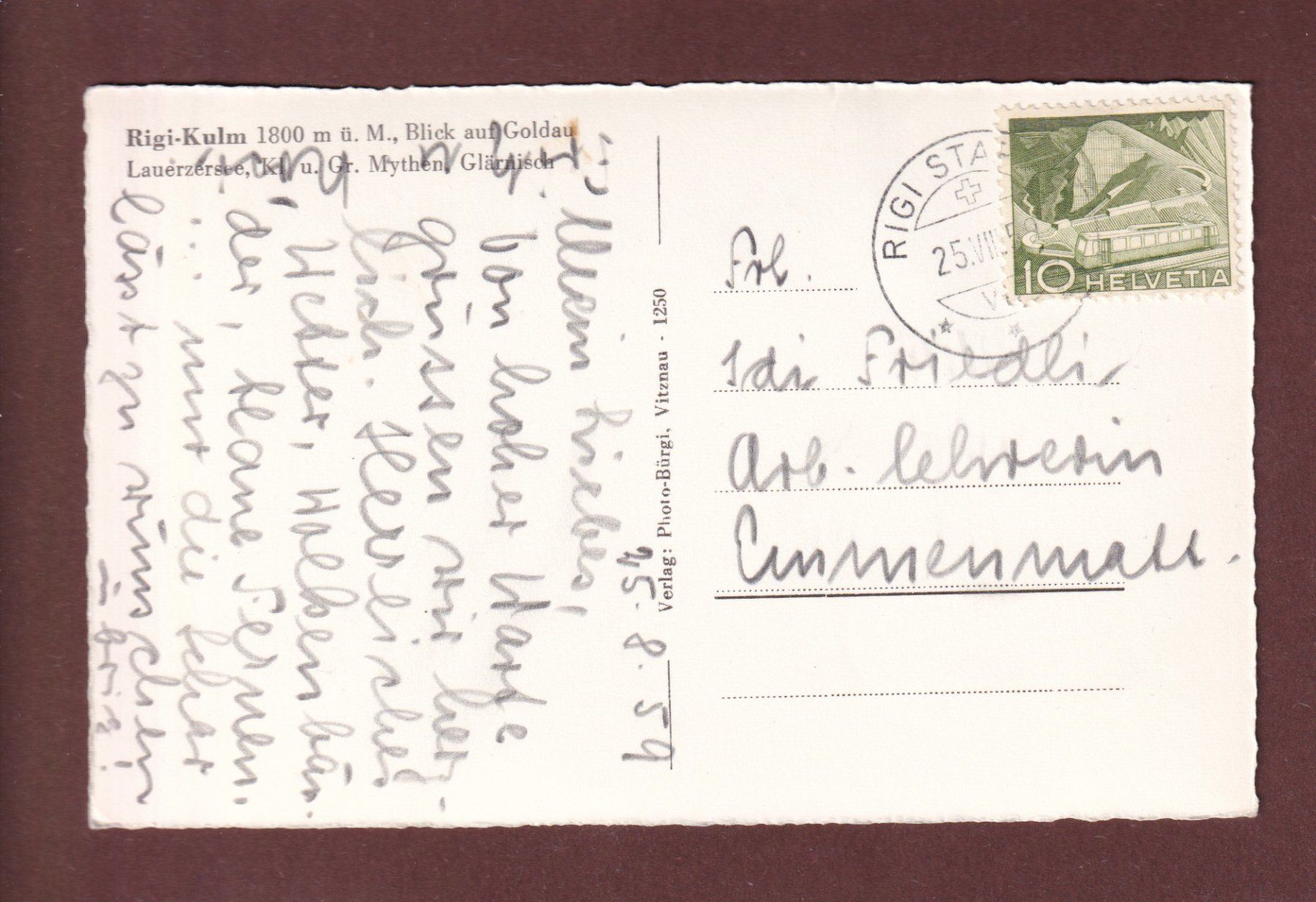 Cartoline postali: RIGI-KULM - Lauerzersee - Goldau – Usato da Pully venduto da nicecards-shop 1