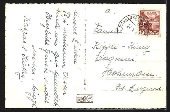 Cartoline postali: Salenstein, Ortsansicht vom Schloss Aren – Usato da Berlin venduto da bartko-reher 1