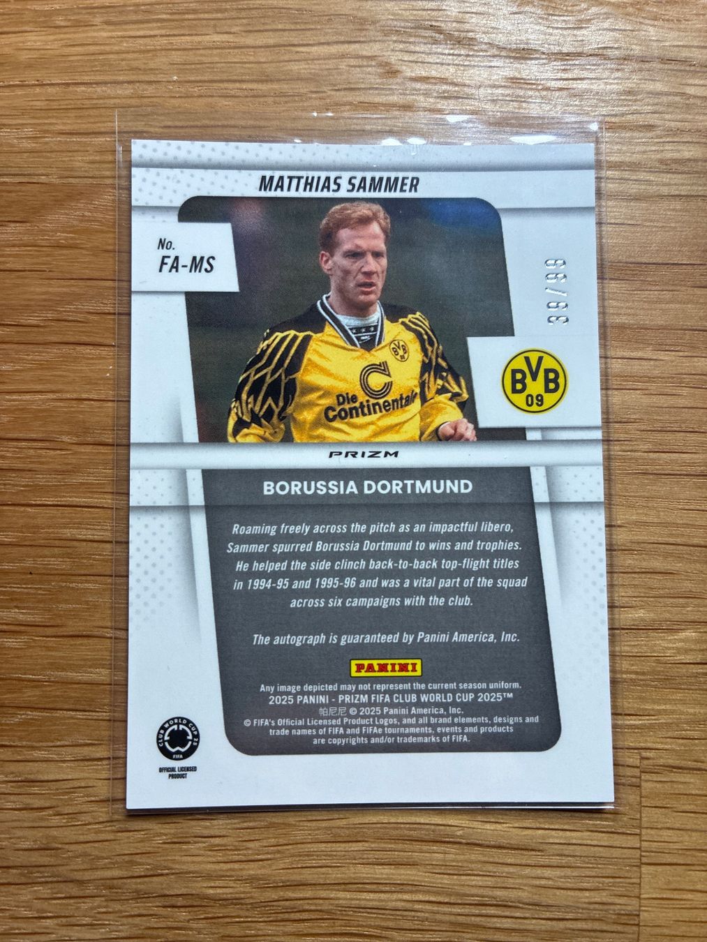 Topps Carte collezionabili: Panini Prizm Matthias Sammer BVB Autogramm /99 – Usato da Wangenried venduto da Garagara 1