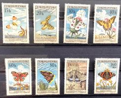1961 Tschechoslowakei Schmetterlinge  ** Michel 1301-08
