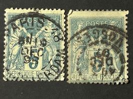 🐓 Frankreich 2 Briefmarken antik 1897 Mi.Nr.84 👌 + 🇫🇷