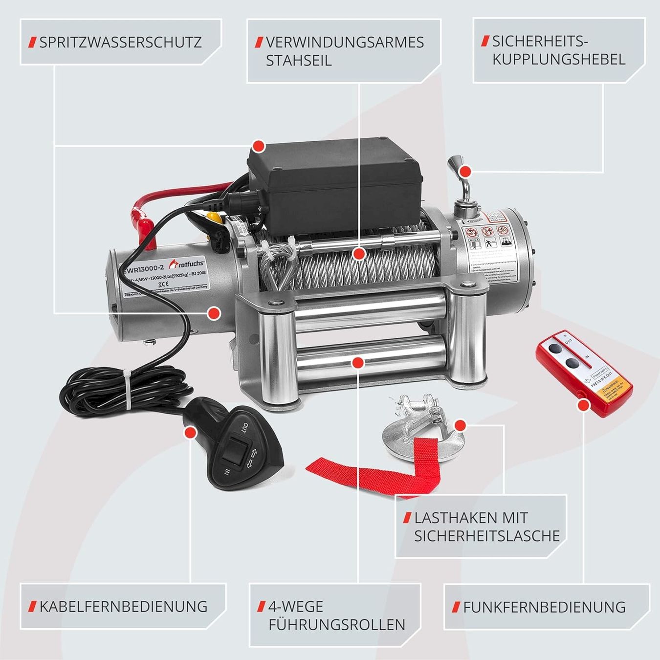Altro per stoccaggio & trasporto: Rotfuchs EWR13000 Seilwinde 12V 5900kg – Nuovo e nell'imballaggio originale da Bottighofen venduto da zaap 3
