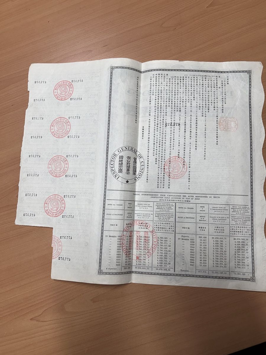 Documenti: Obligation or République chinoise 1925 – Usato da Commugny venduto da Rot_s6pd 1