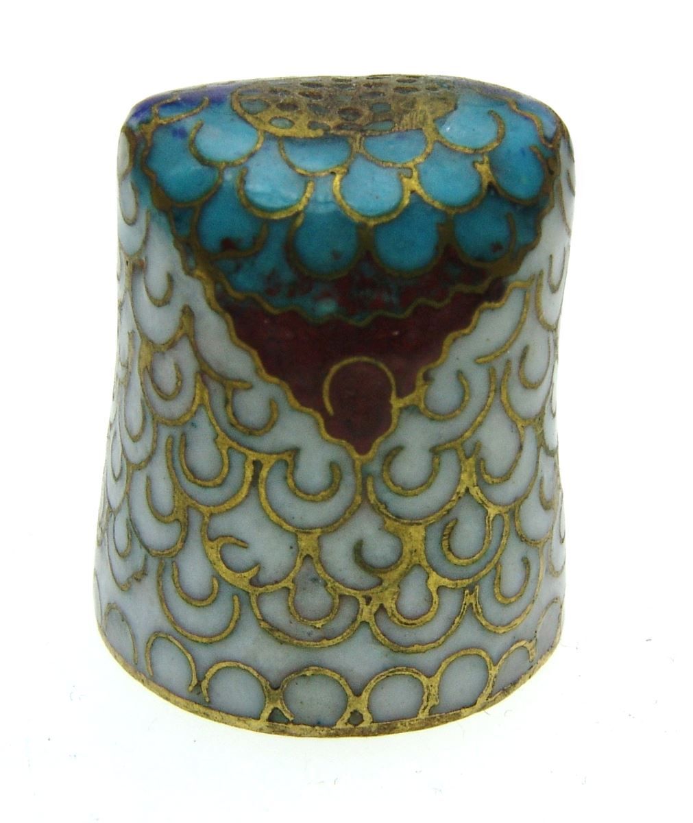 Ditali: Fingerhut - Cloisonne Uhu - Eulenkopf 2 – Usato da Langenthal venduto da hamster-raeumung 2
