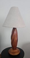 Tischlampe Holz gedrechselt mit Stoffschirm gebraucht (2x)